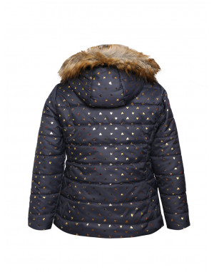 Girls   Jacket Heart Print design Deep-blue